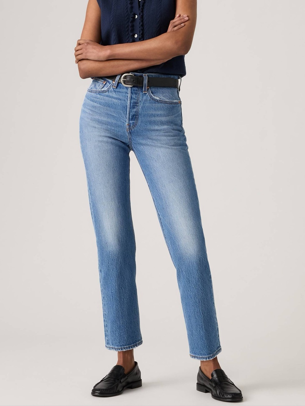 Levi's Light Blue Wedgie Straight Leg Jeans button fly